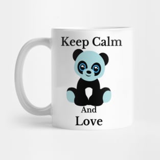 keep calm and love blue panda illustration design Mug